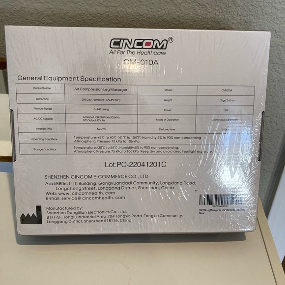 Leg Massager. NWOT Cincom brand Air Compression Leg Massager - Picture 4 of 6